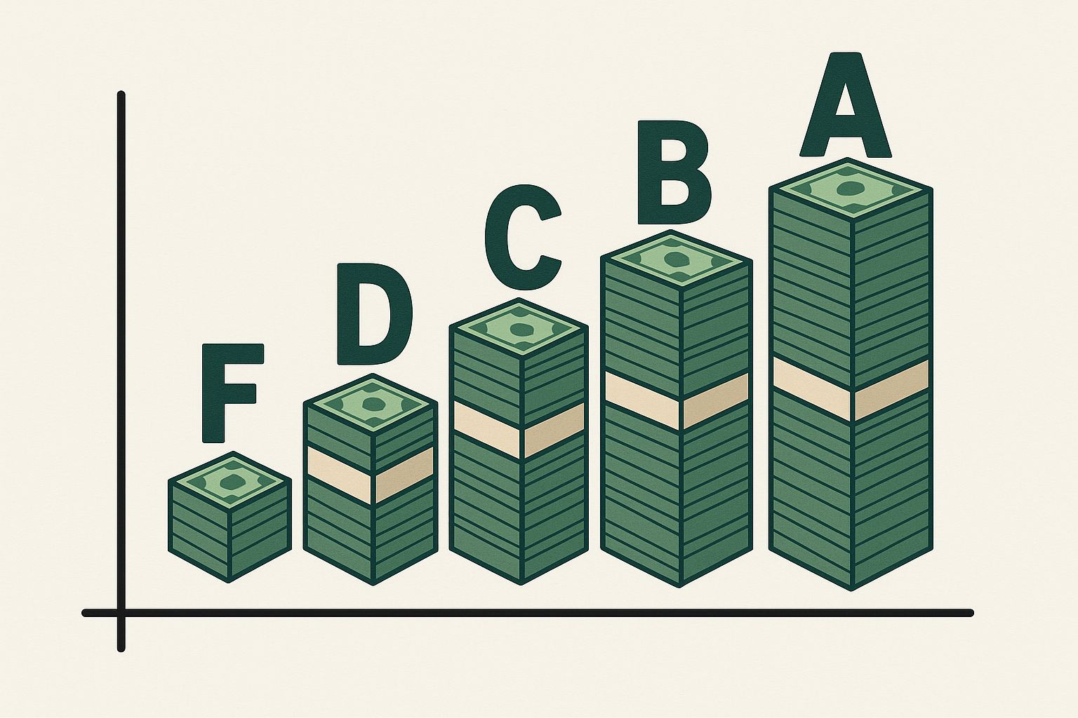bar graph illustration of cash flow grades