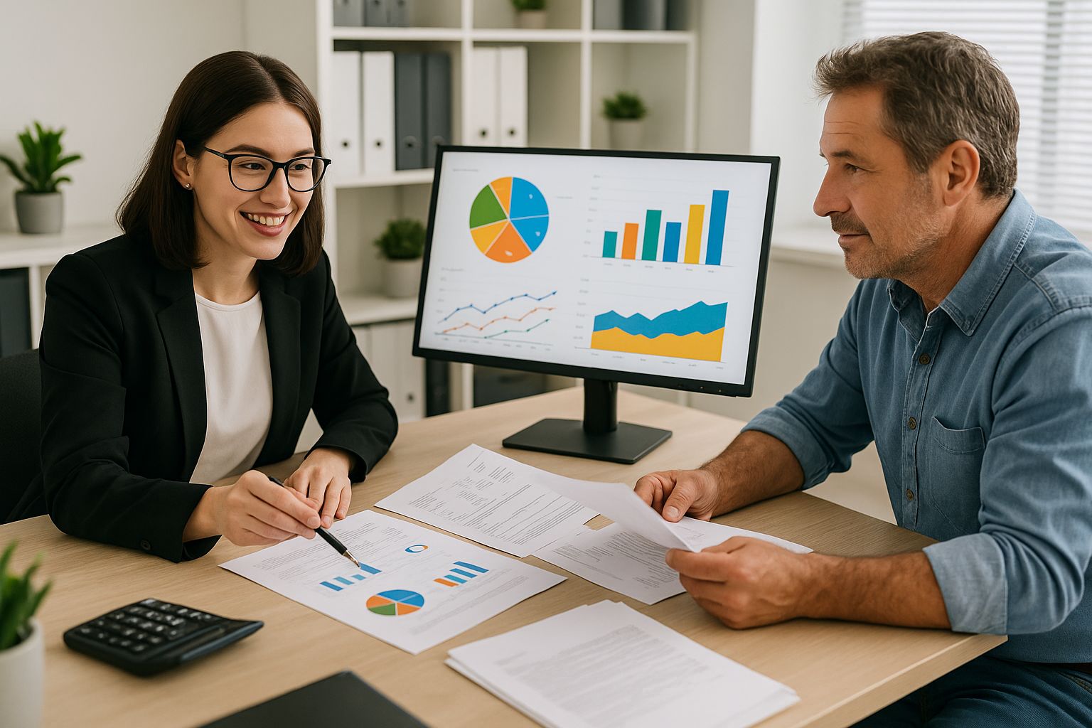 reviewing financial documents