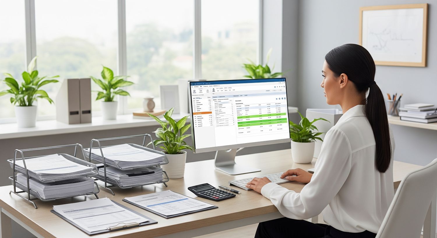 female accountant processing payroll